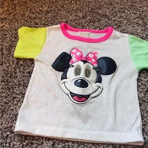 Vintage Minnie Mouse Toddler Tee - white and neon, size 2T, GUC